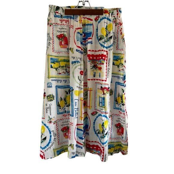 NWOT Haver & Blair London Linen Rayon White Italian Print Maxi Skirt Large - Picture 10 of 10